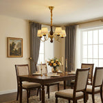 Walden Pleat Chandelier — Modern Wood & Fabric Pendant Light for Dining Room