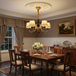 Walden Pleat Chandelier — Modern Wood & Fabric Pendant Light for Dining Room