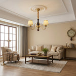 Walden Pleat Chandelier — Modern Wood & Fabric Pendant Light for Dining Room