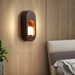 1 Light Wood Oval Wall Sconce Wood Walnut