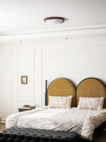 Walnut Curved Edge Ceiling Light – Modern Flush Mount LED Fixture