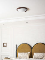 Walnut Curved Edge Ceiling Light – Modern Flush Mount LED Fixture