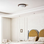 Walnut Curved Edge Ceiling Light – Modern Flush Mount LED Fixture