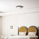 Walnut Curved Edge Ceiling Light – Modern Flush Mount LED Fixture