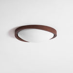 Walnut Curved Edge Ceiling Light – Modern Flush Mount LED Fixture