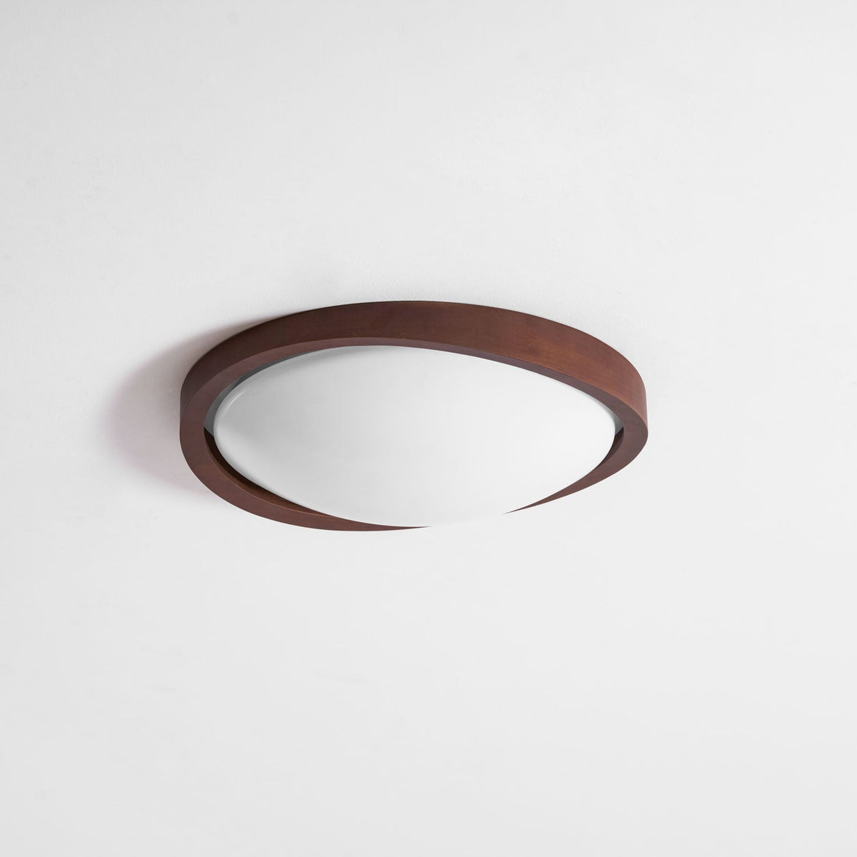 Walnut Curved Edge Ceiling Light – Modern Flush Mount LED Fixture