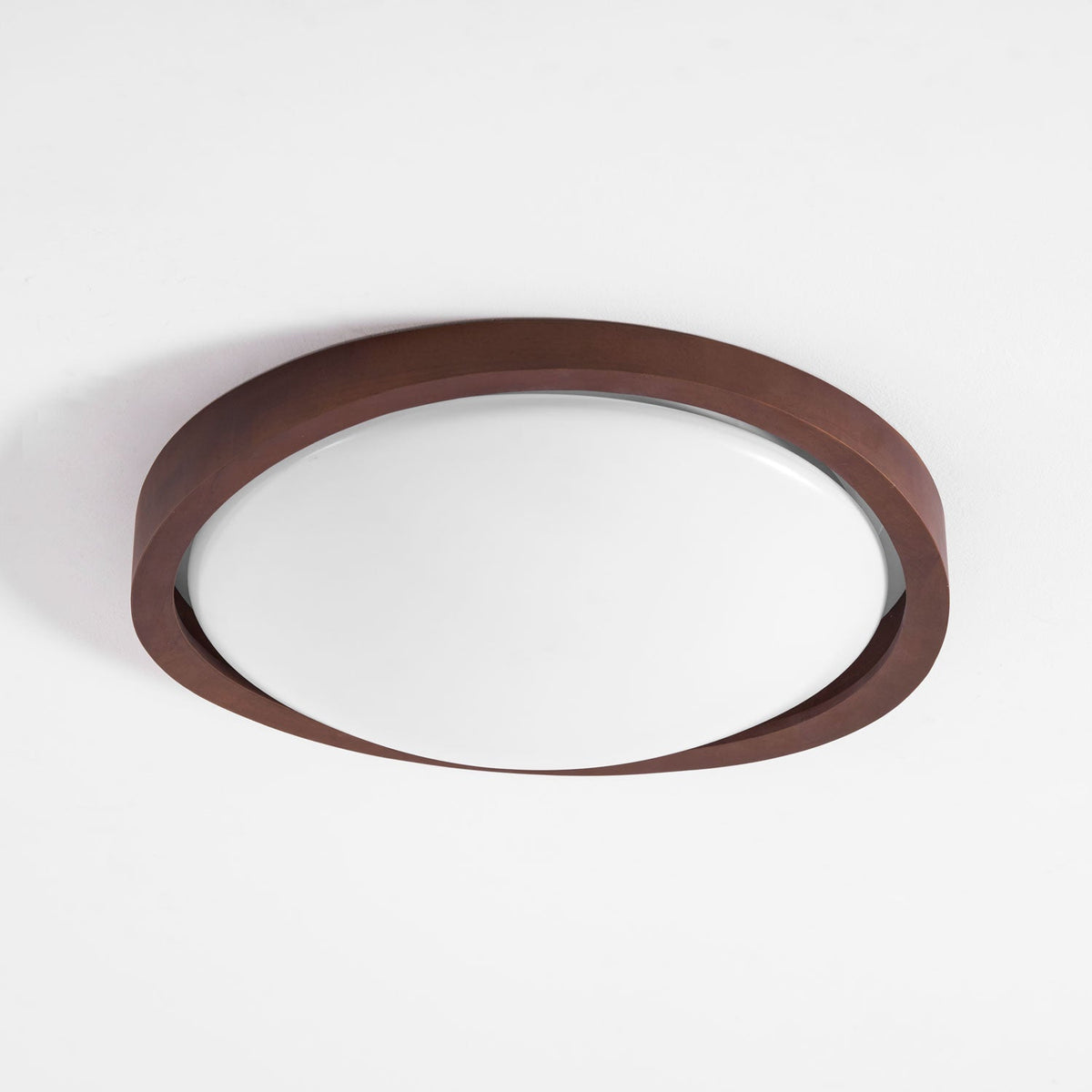 Walnut Curved Edge Ceiling Light – Modern Flush Mount LED Fixture