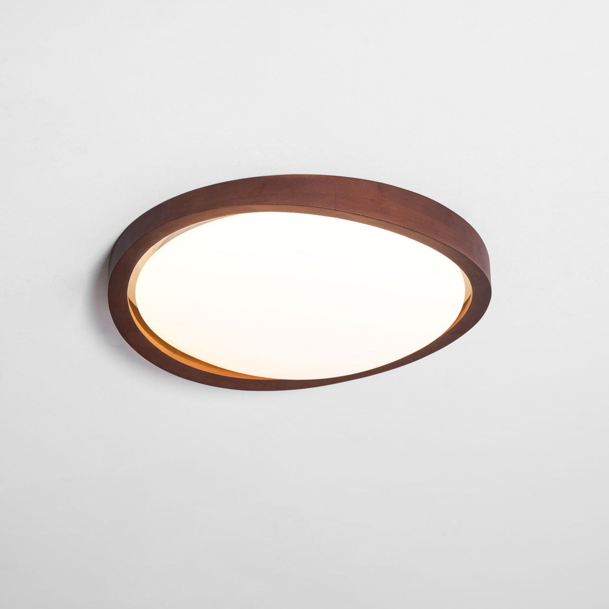 Walnut Curved Edge Ceiling Light – Modern Flush Mount LED Fixture
