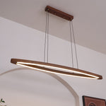 Walnut Arc Linear LED Pendant Light for Kitchen Island and Dining Room