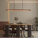 Walnut Arc Linear LED Pendant Light for Kitchen Island and Dining Room