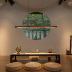 Walnut Arc Linear LED Pendant Light for Kitchen Island and Dining Room