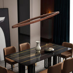 Walnut Arc Linear LED Pendant Light for Kitchen Island and Dining Room