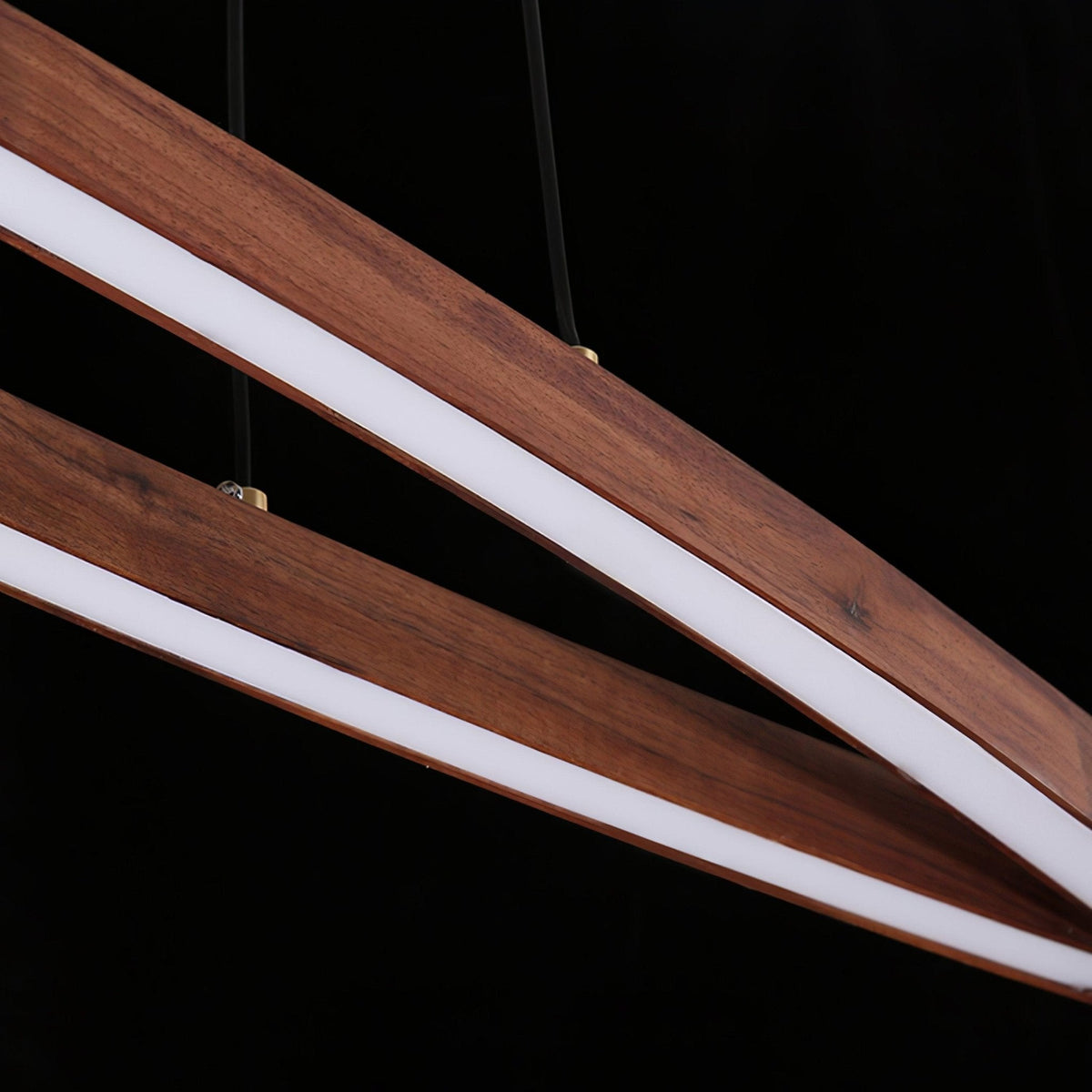 Walnut Arc Linear LED Pendant Light for Kitchen Island and Dining Room
