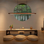 Walnut Arc Linear LED Pendant Light for Kitchen Island and Dining Room