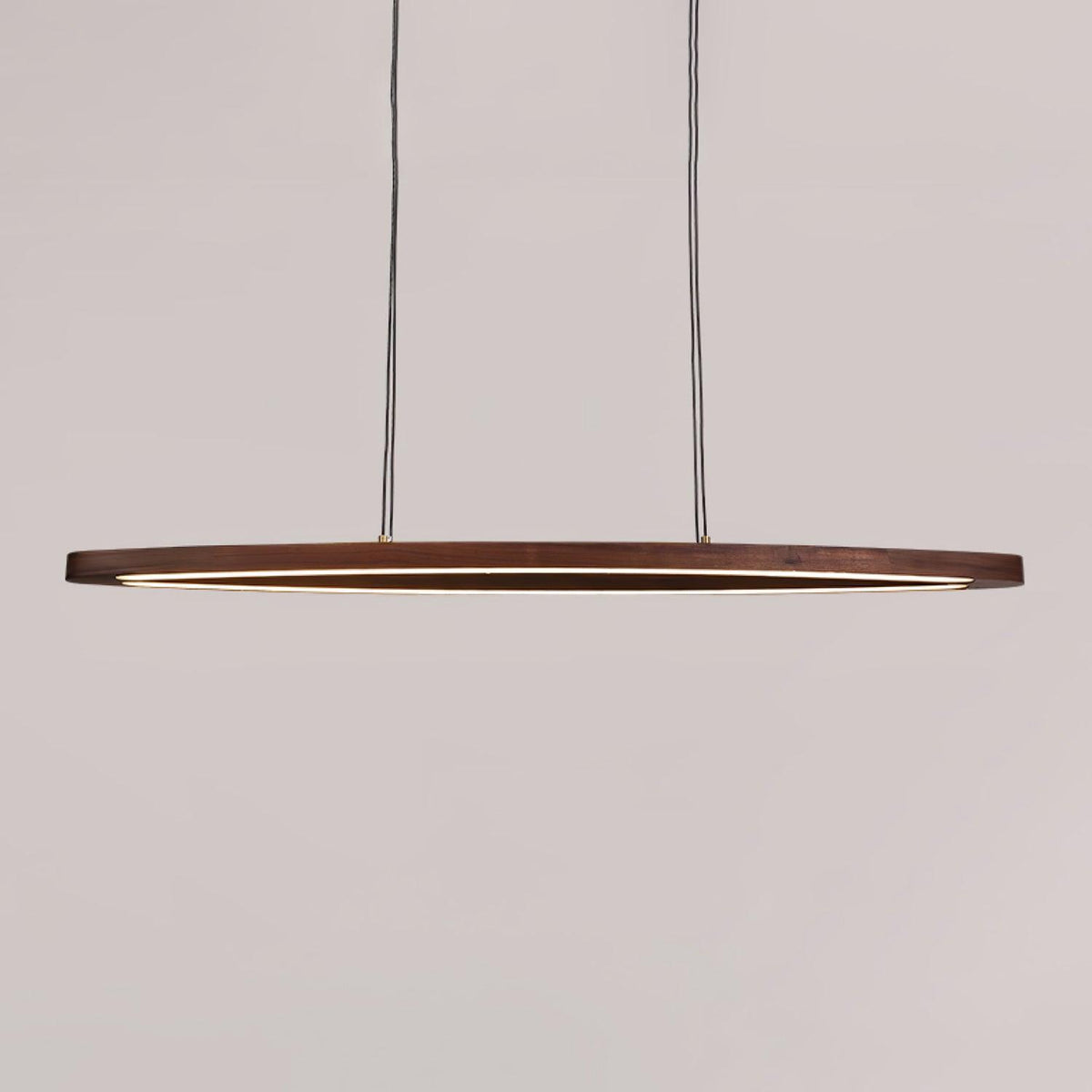 Walnut Arc Linear LED Pendant Light for Kitchen Island and Dining Room
