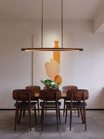 Walnut Arc Linear LED Pendant Light for Kitchen Island and Dining Room