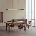 Walnut Arc Linear LED Pendant Light for Kitchen Island and Dining Room