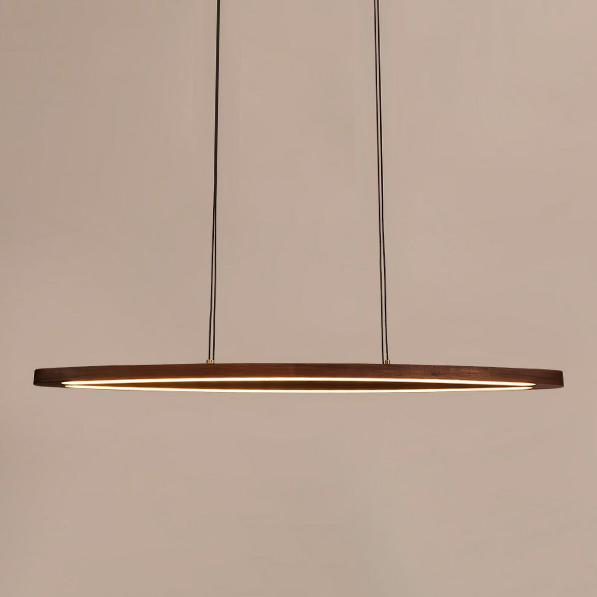 Walnut Arc Linear LED Pendant Light for Kitchen Island and Dining Room