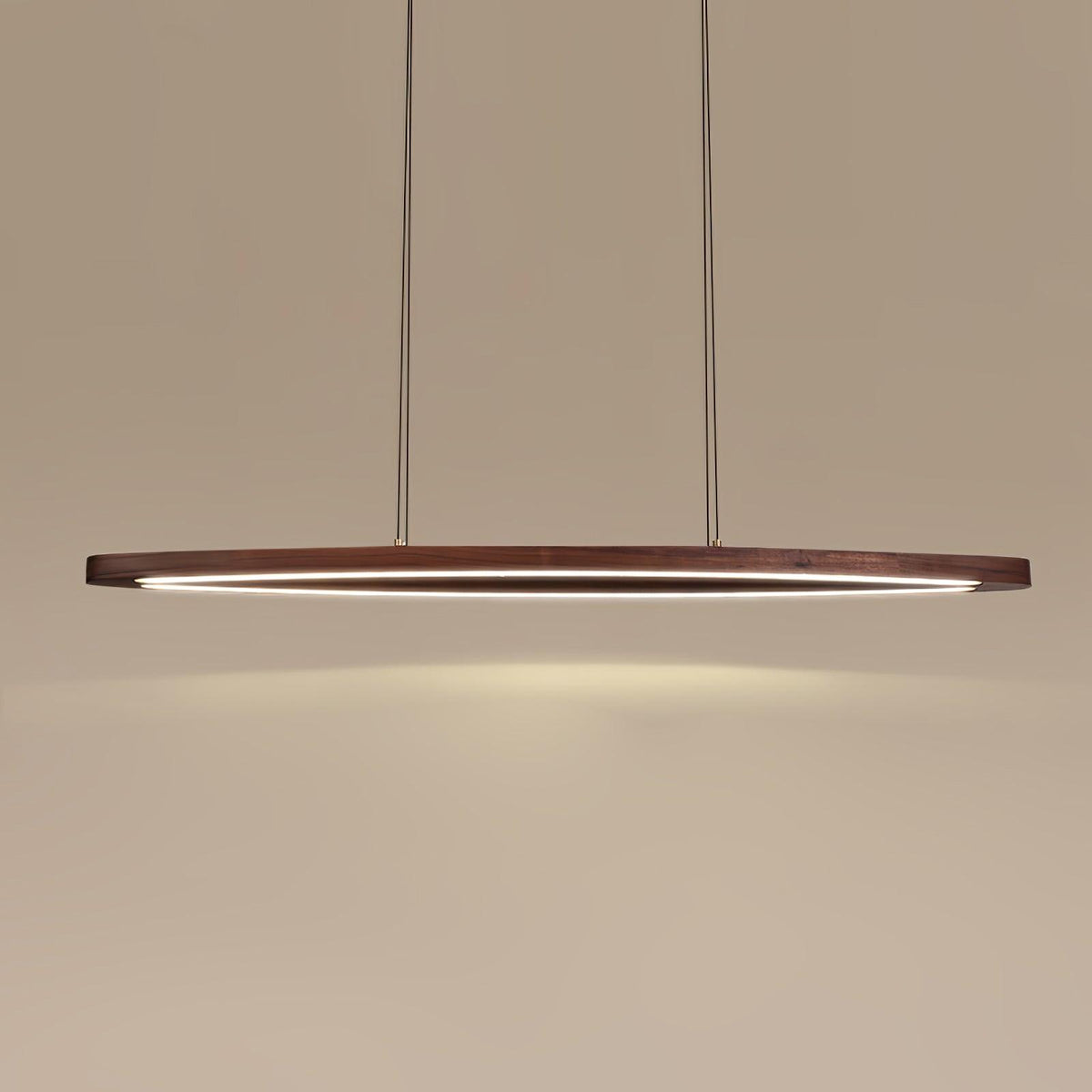 Walnut Arc Linear LED Pendant Light for Kitchen Island and Dining Room