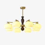 Walnut Beige Orb Chandelier – Modern Designer Pendant Light for Dining and Living Rooms