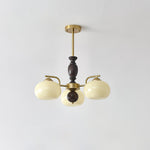 Walnut Beige Orb Chandelier – Modern Designer Pendant Light for Dining and Living Rooms