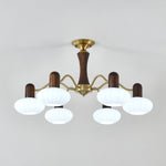 Walnut Embrace Chandelier – Mid-Century Modern Wood & Metal Pendant Light