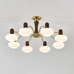 Walnut Embrace Chandelier – Mid-Century Modern Wood & Metal Pendant Light