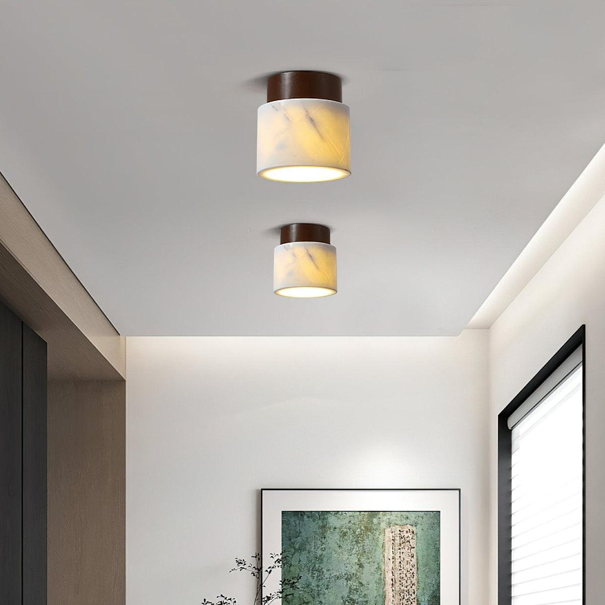 Walnut Marble Ceiling Lamp