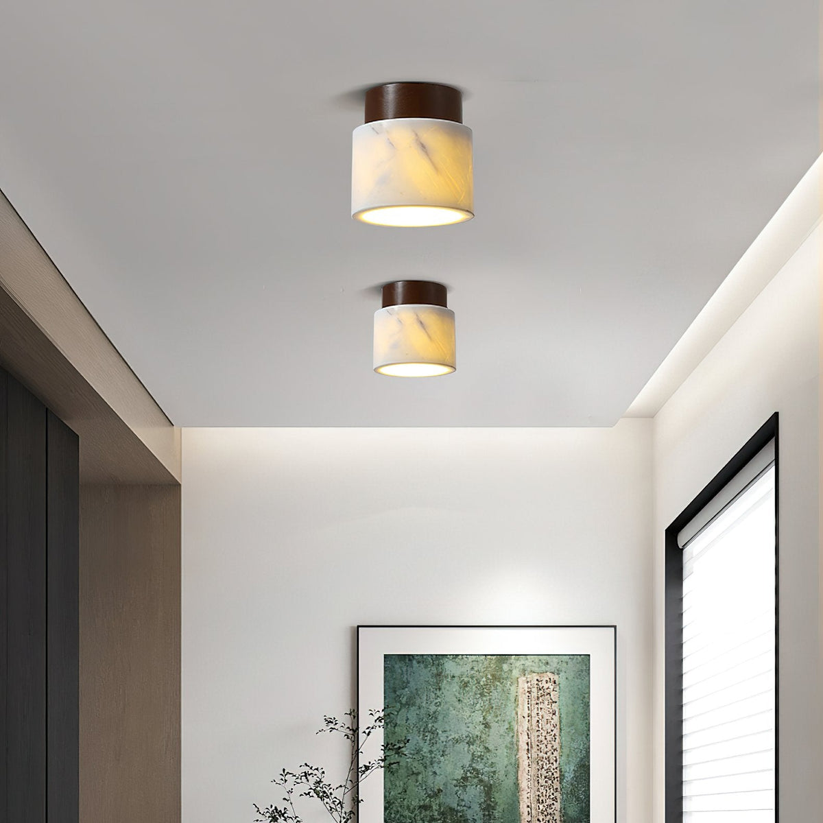 Walnut Marble Ceiling Lamp