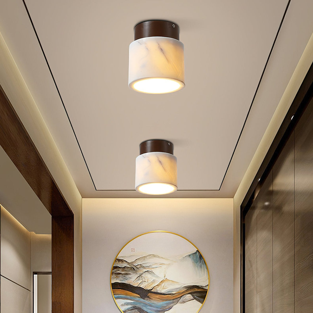 Walnut Marble Ceiling Lamp