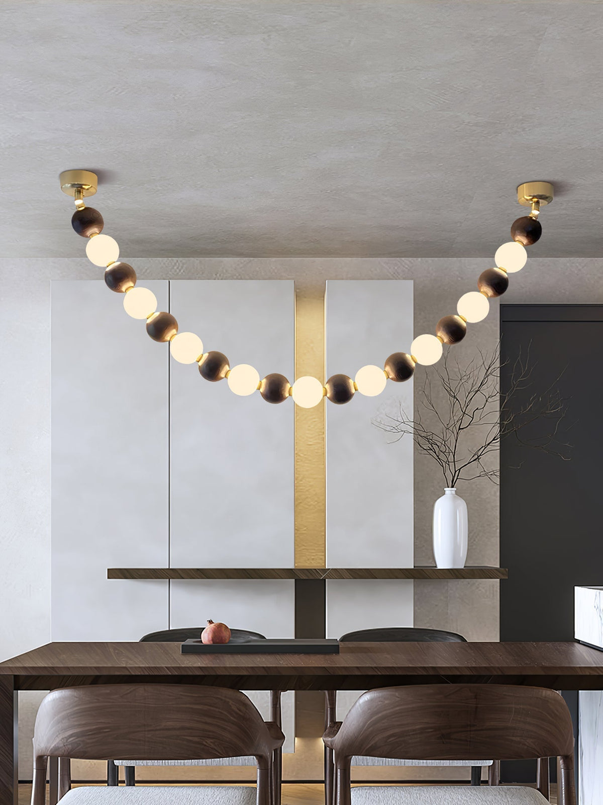 Walnut Bead Necklace Pendant Lamp