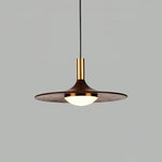 Walnut Wood Dish Pendant Light