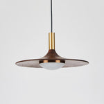 Walnut Wood Dish Pendant Light