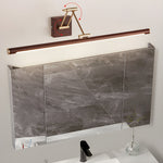 Walnut Linear Wall Sconce with Adjustable Brass Arm