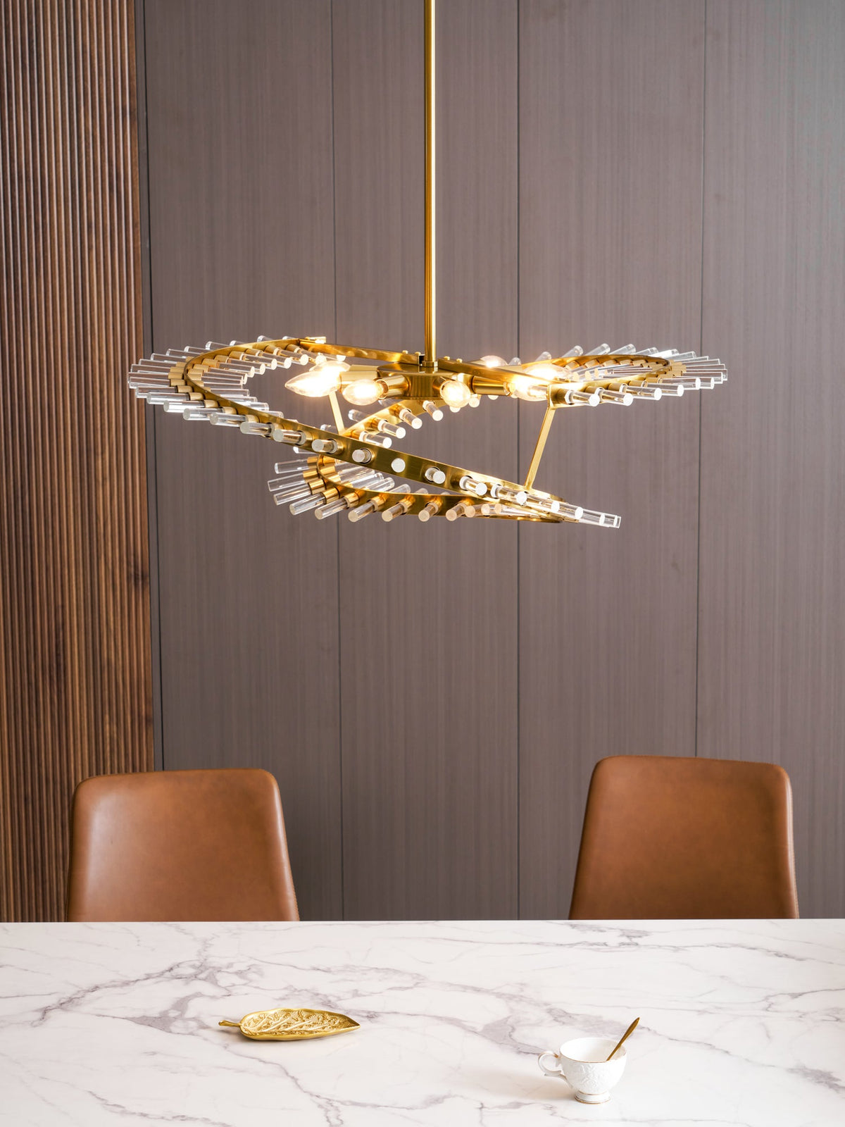 Waltz Art Chandelier – Sculptural Gold Pendant Light for Modern Interiors