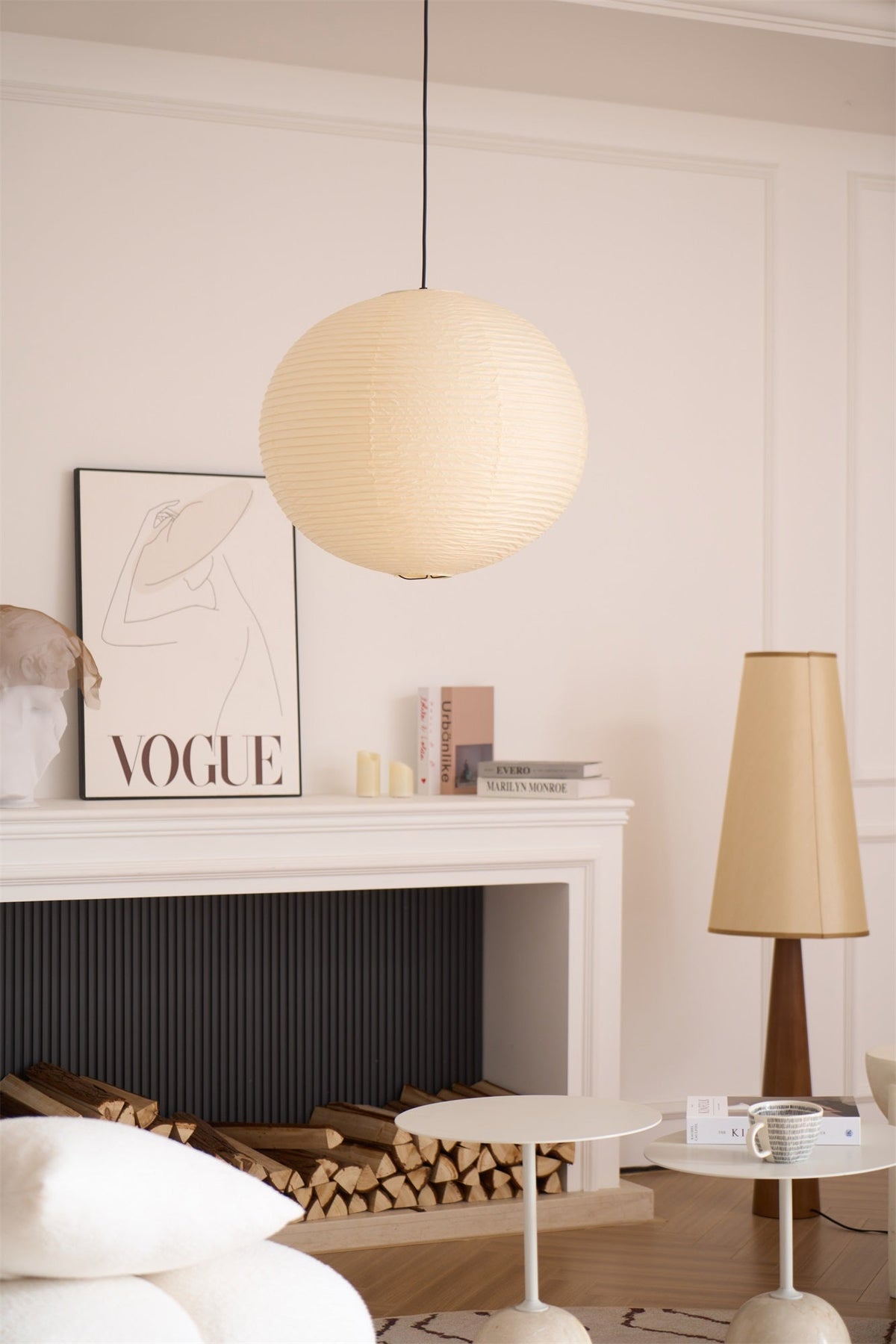 Handmade Mulberry Paper Pendant Light – Mid-Century Modern Washi Shade
