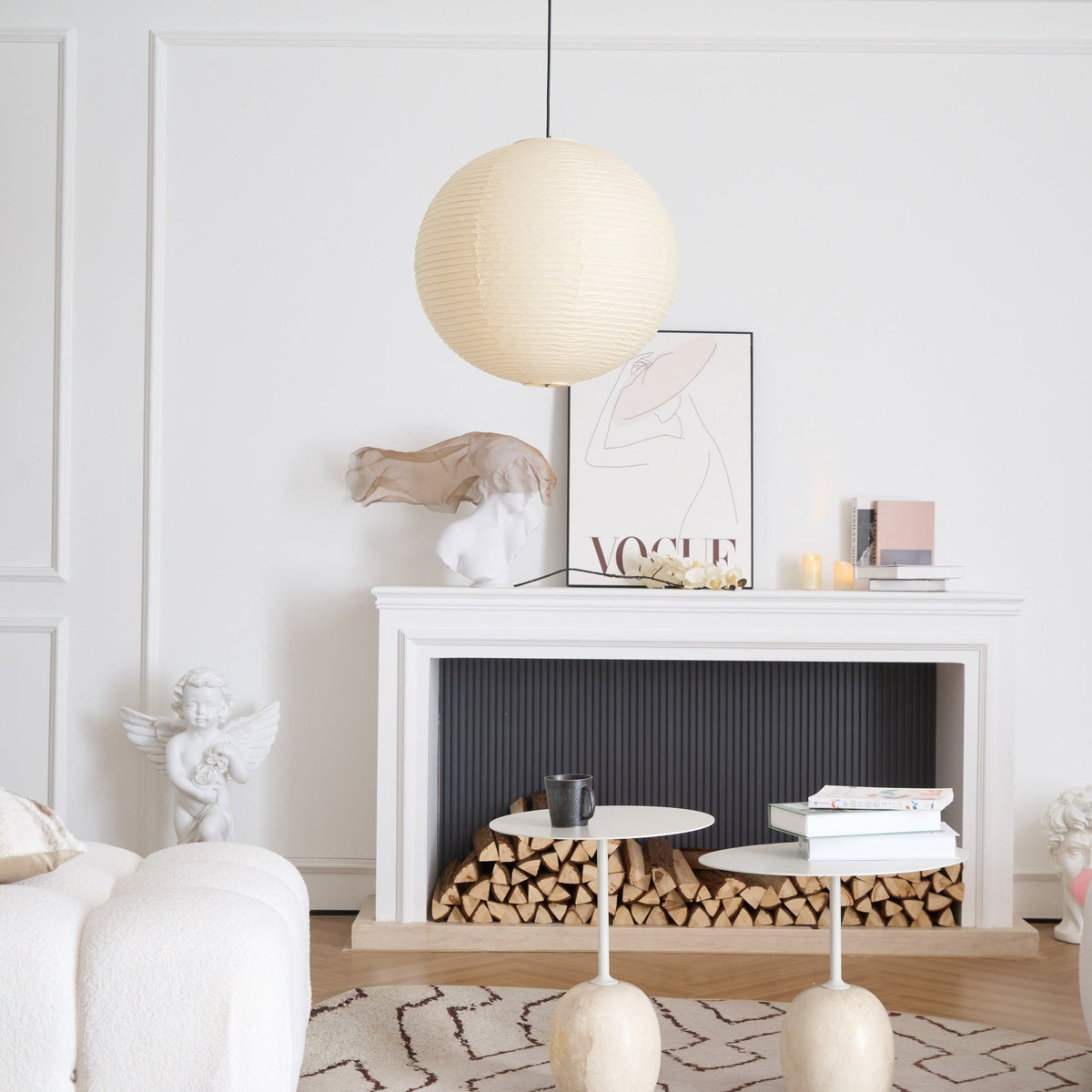 Handmade Mulberry Paper Pendant Light – Mid-Century Modern Washi Shade