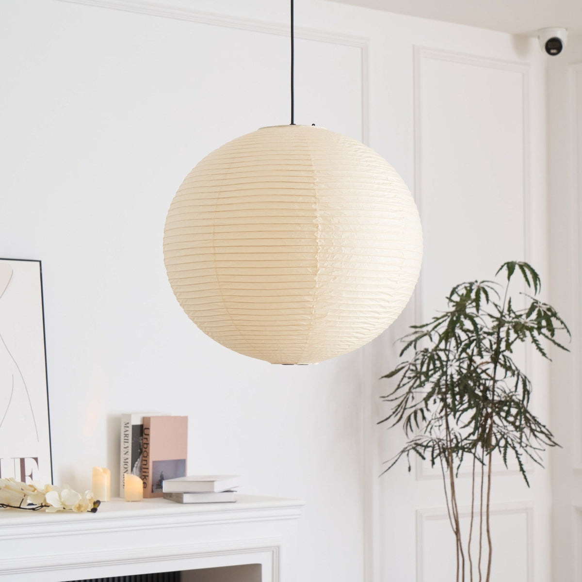 Handmade Mulberry Paper Pendant Light – Mid-Century Modern Washi Shade