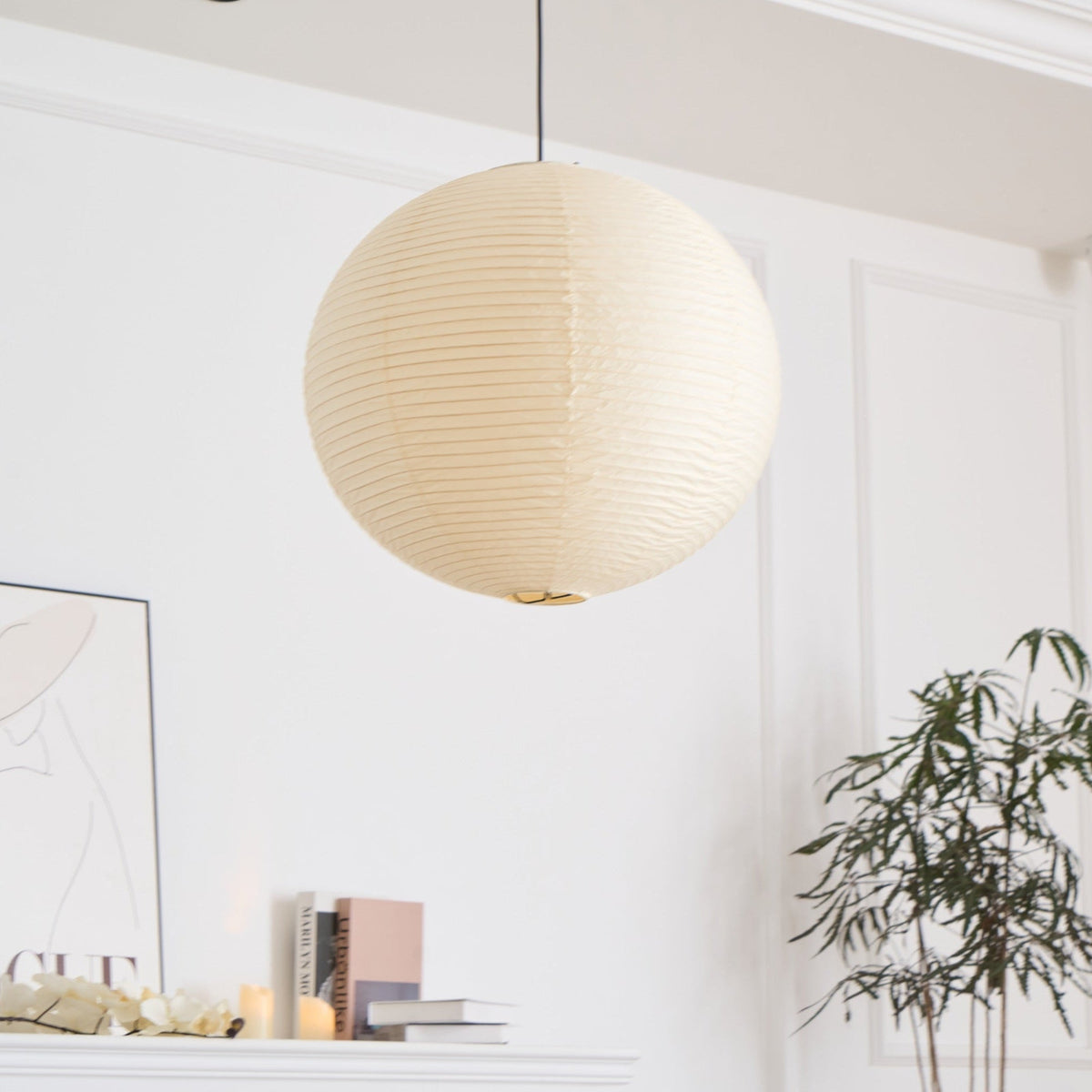 Handmade Mulberry Paper Pendant Light – Mid-Century Modern Washi Shade