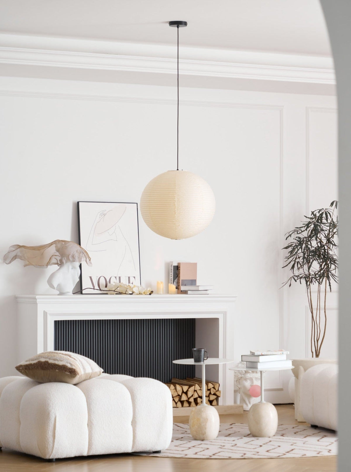Handmade Mulberry Paper Pendant Light – Mid-Century Modern Washi Shade