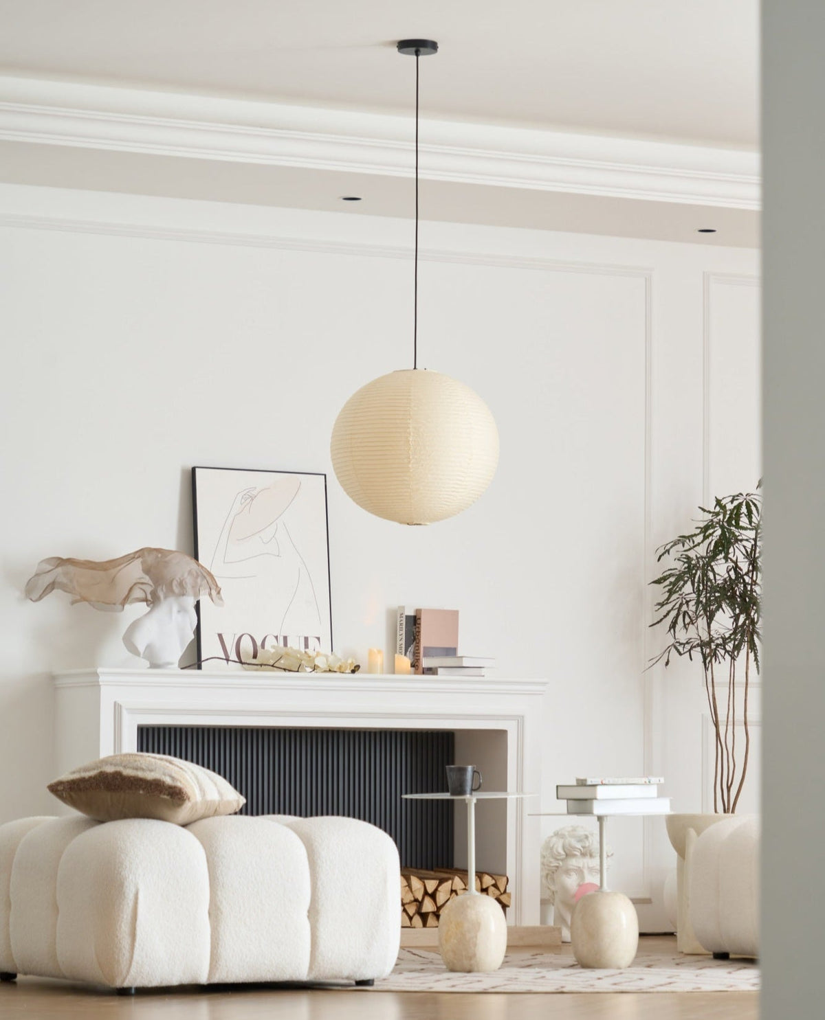 Handmade Mulberry Paper Pendant Light – Mid-Century Modern Washi Shade