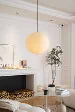 Handmade Mulberry Paper Pendant Light – Mid-Century Modern Washi Shade