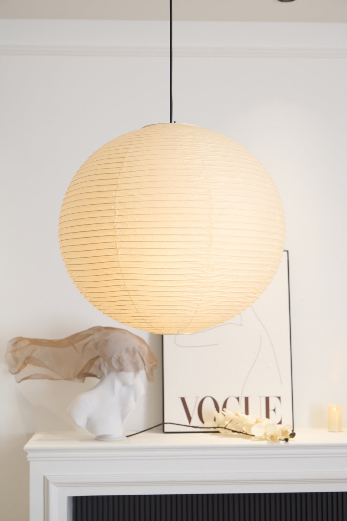 Handmade Mulberry Paper Pendant Light – Mid-Century Modern Washi Shade