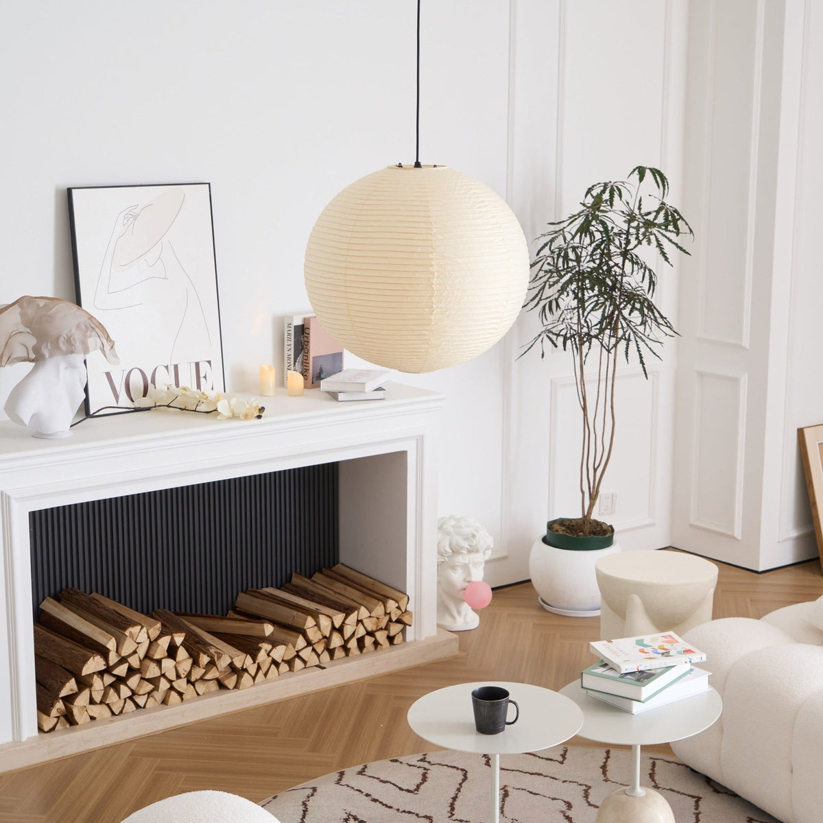 Handmade Mulberry Paper Pendant Light – Mid-Century Modern Washi Shade