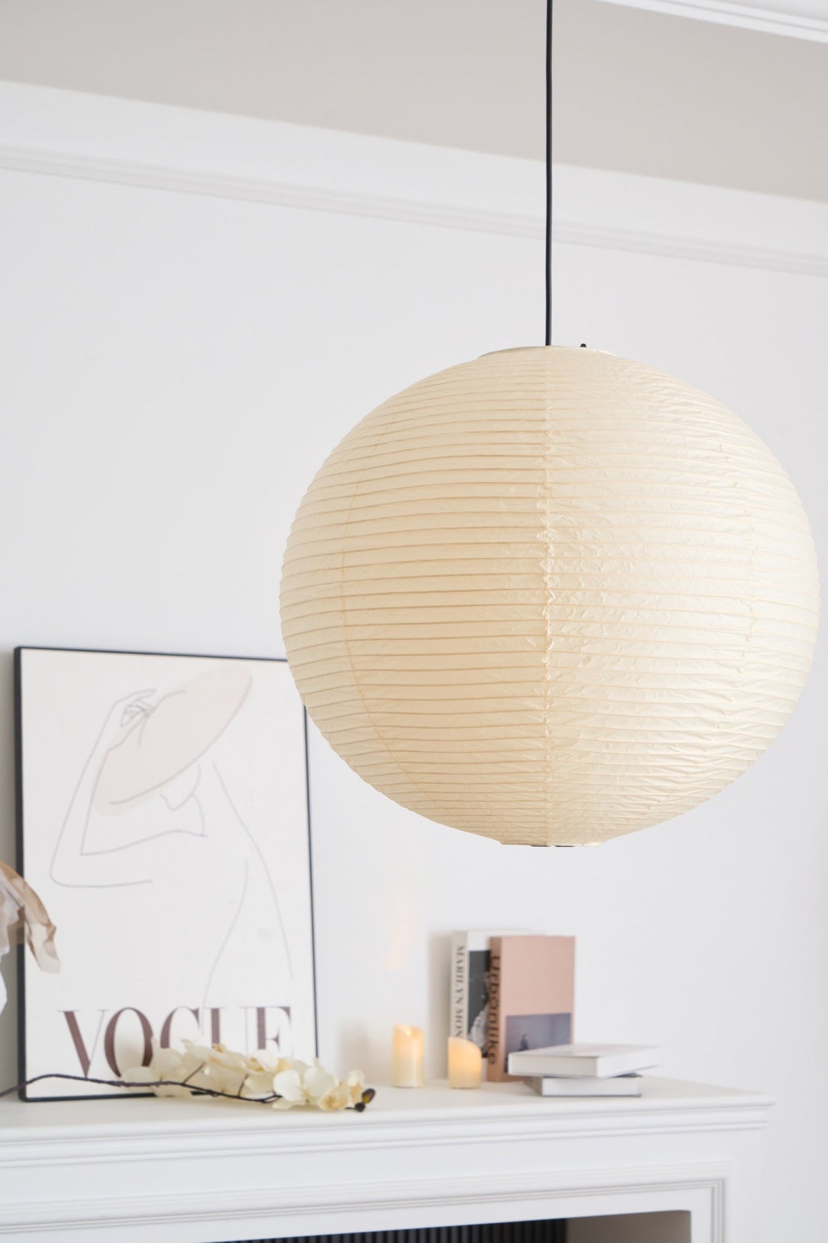 Handmade Mulberry Paper Pendant Light – Mid-Century Modern Washi Shade