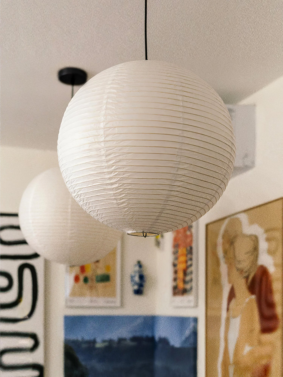 Handmade Mulberry Paper Pendant Light – Mid-Century Modern Washi Shade