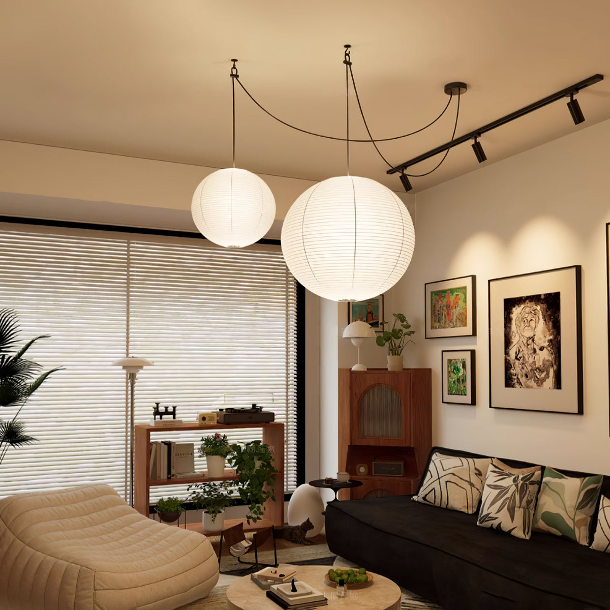 Handmade Mulberry Paper Pendant Light – Mid-Century Modern Washi Shade