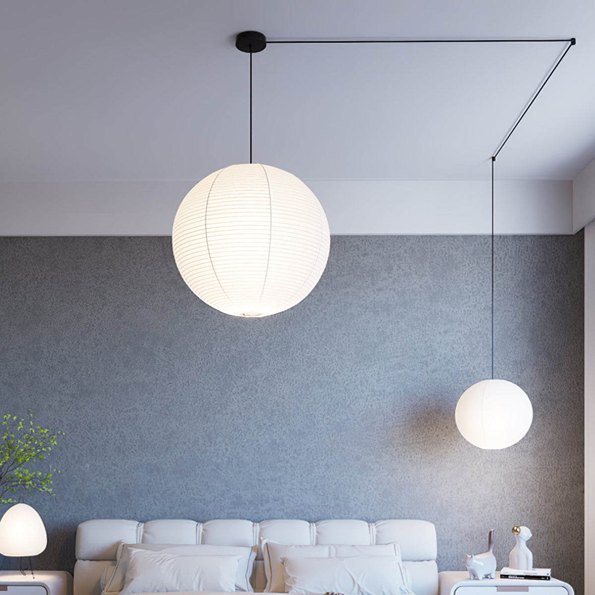 Handmade Mulberry Paper Pendant Light – Mid-Century Modern Washi Shade