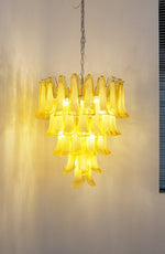 Wave Yellow Glass Chandelier | Modern Designer Pendant Light for Dining Room