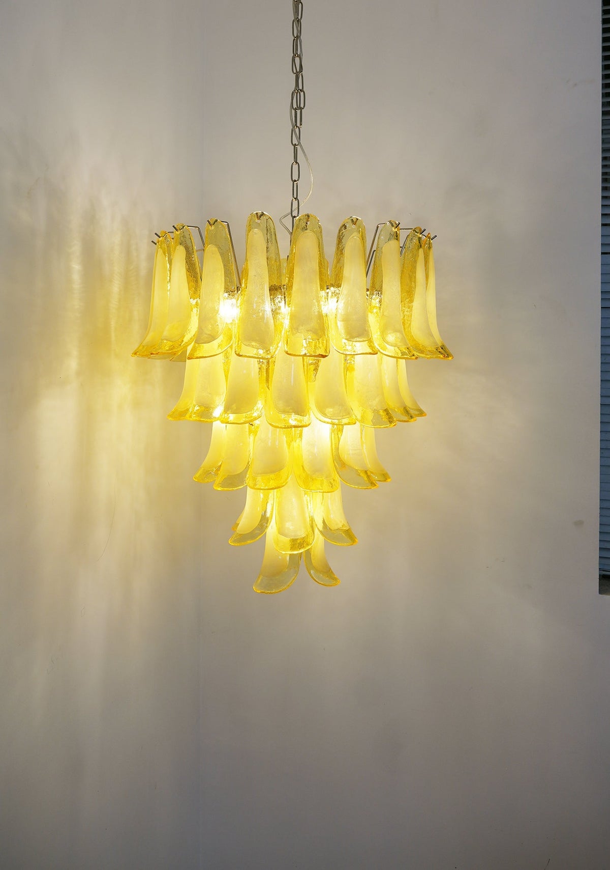 Wave Yellow Glass Chandelier | Modern Designer Pendant Light for Dining Room